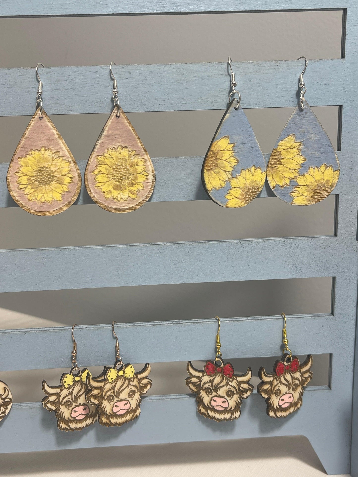 Sunflower Teardrop Hand Painted Earrings - Live Loud Creations