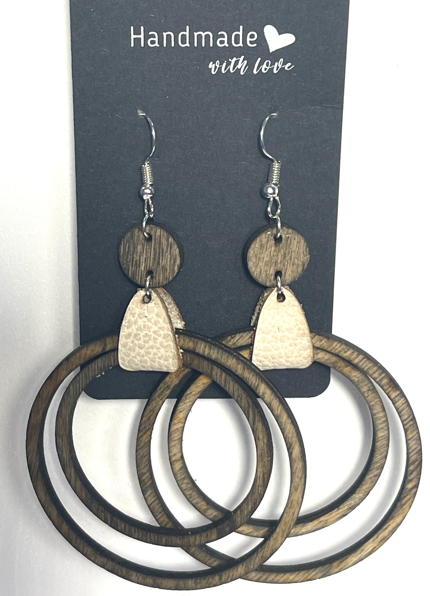 Wood earring double circles - Live Loud Creations