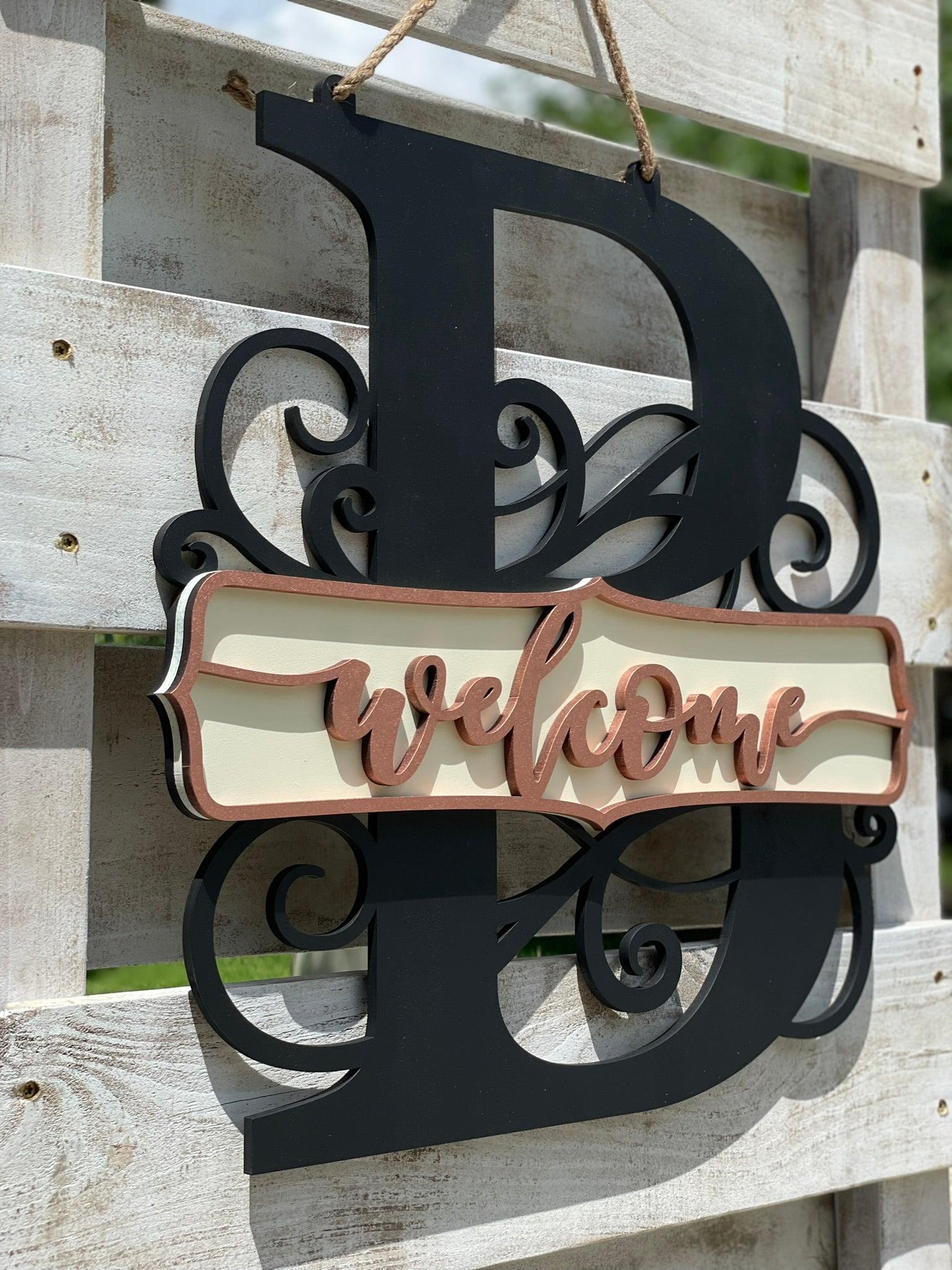 Monogram Welcome Sign-Customizable - Live Loud Creations