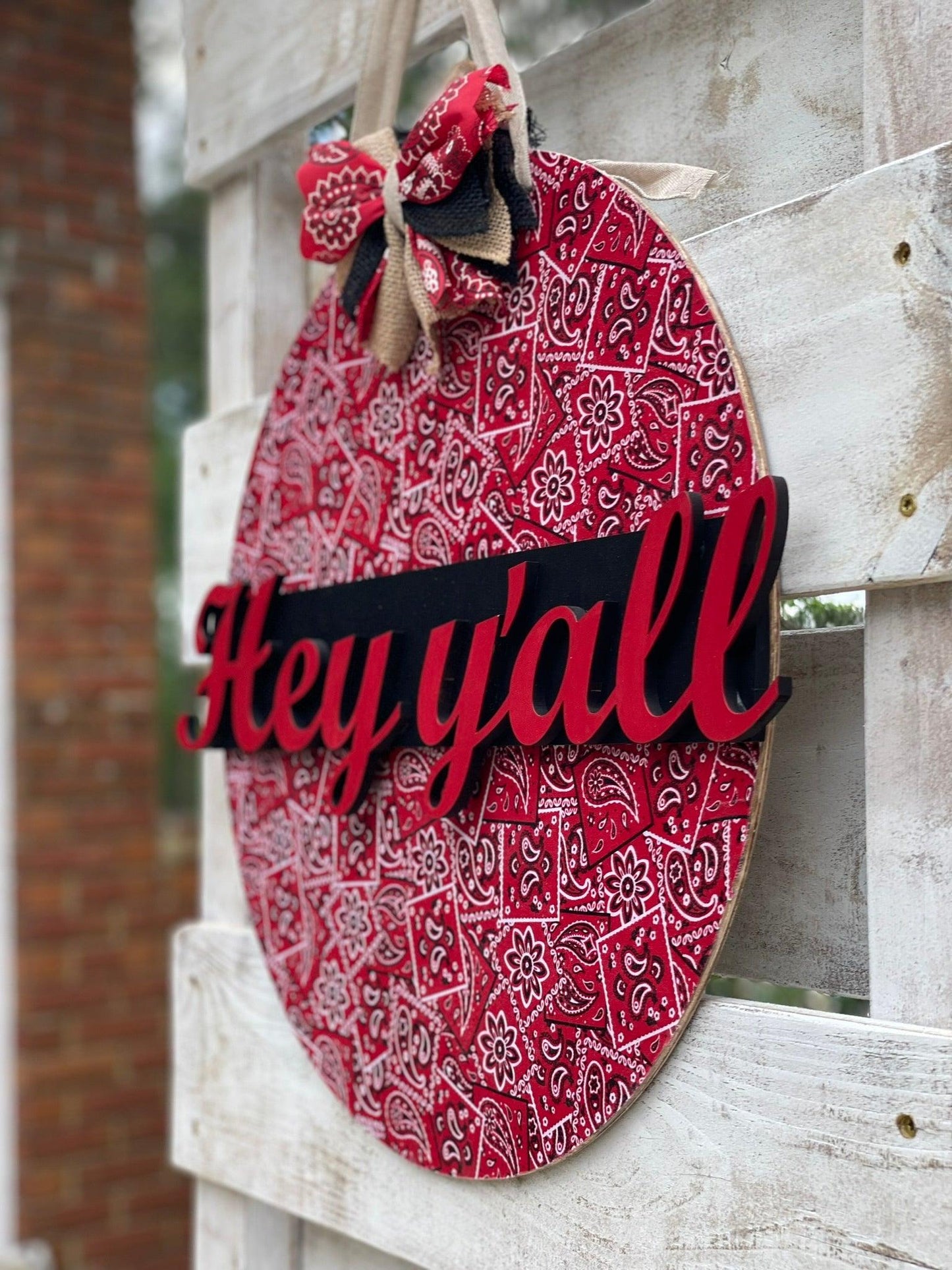 Hey Y'all 16-inch door hanger - Live Loud Creations