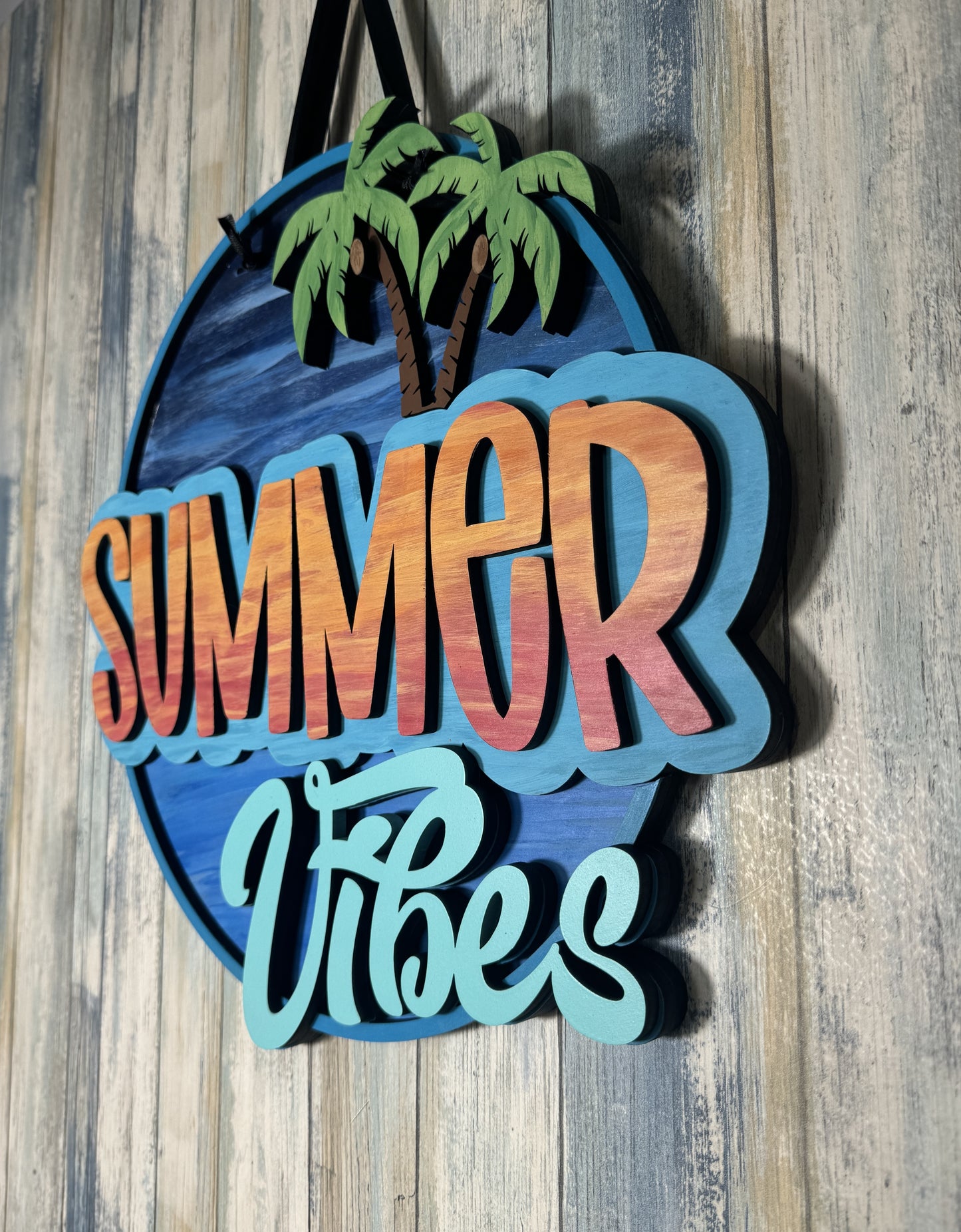 Summer Vibes 3 layer door sign - Live Loud Creations