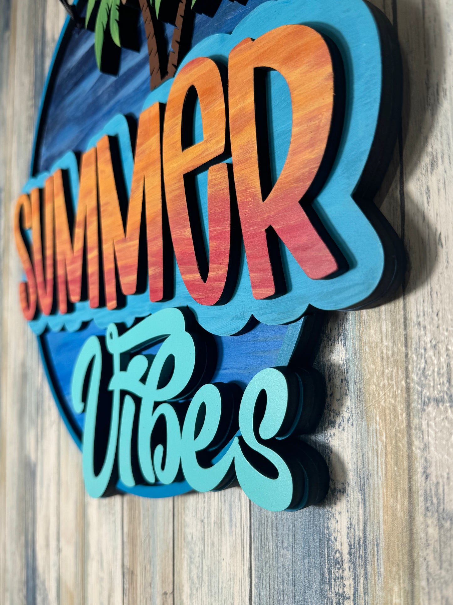 Summer Vibes 3 layer door sign - Live Loud Creations