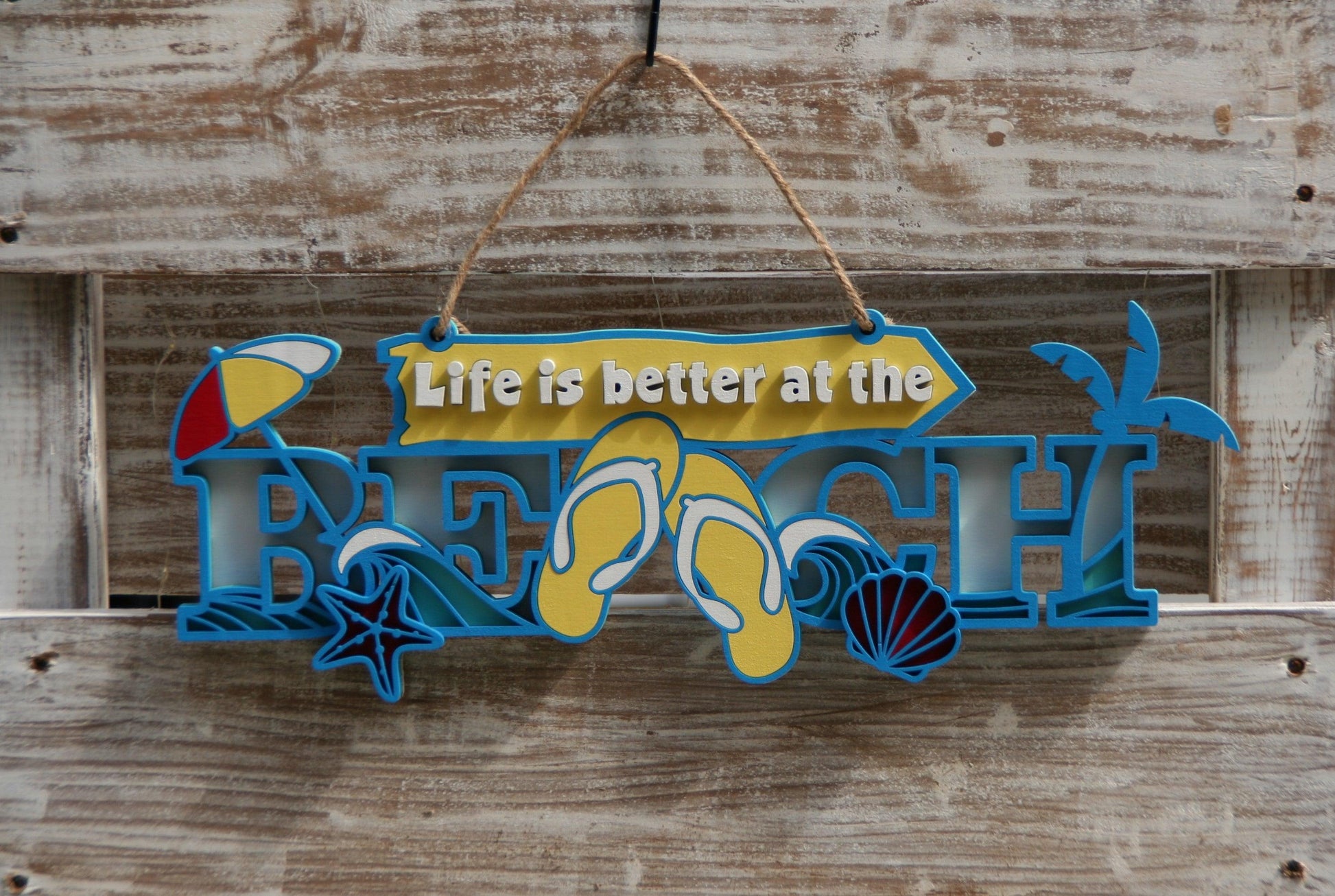 Life is better at the Beach sign - Live Loud Creations